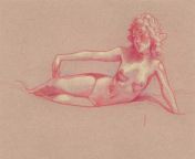 untitled figure study in red, Me, Caran d'Ache Pencil, 2021 from arab sex in caran xxx video dowxxx 420 wap keletons dances rat xxx